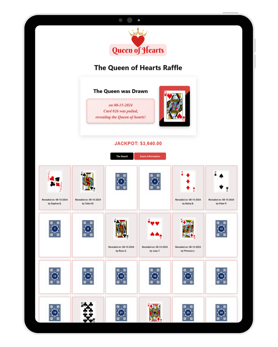 Queen of Hearts online raffle