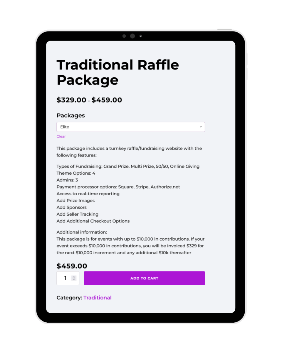 online raffle pricing