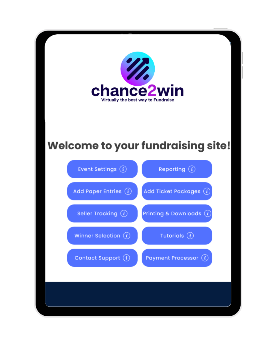 chance2win raffle website dashboard