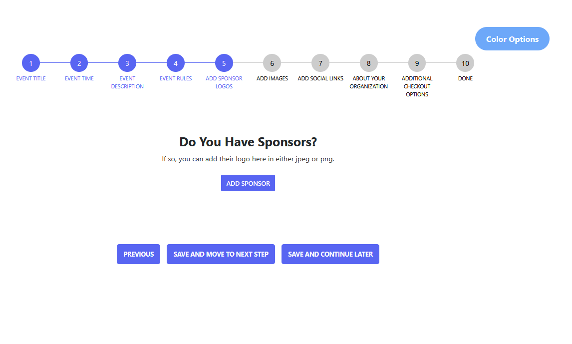 Step 5 – Upload sponsor logos