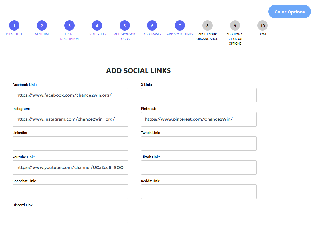 Step 7 – Add social links for promotion