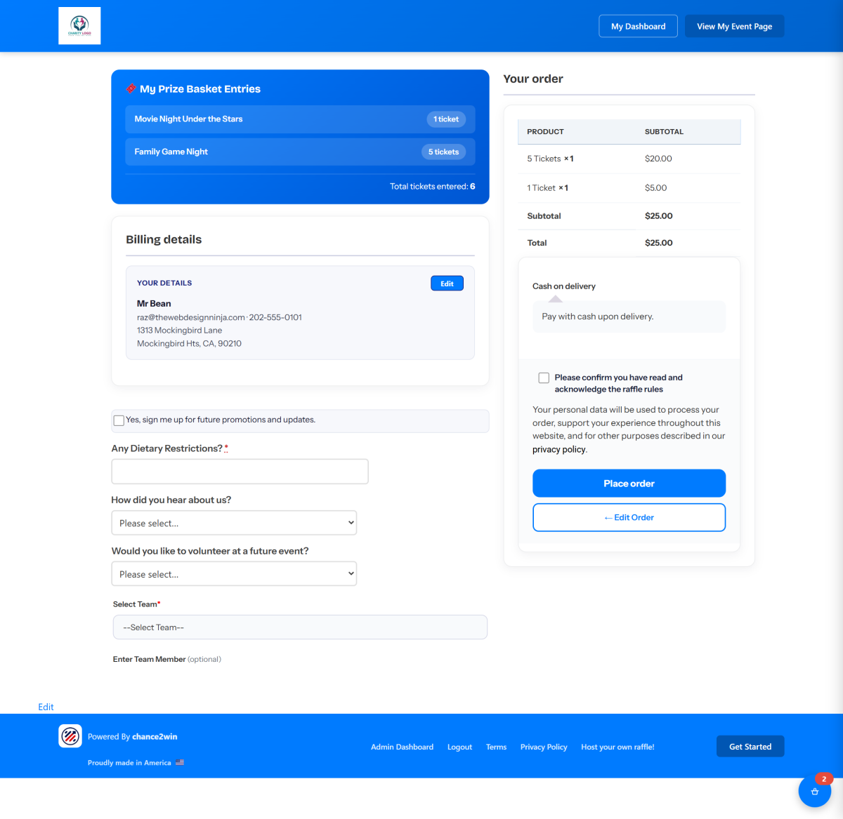 Fast Checkout single-page flow with basket assignment